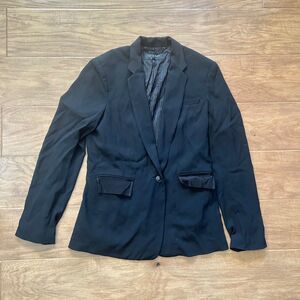 Rag & Bone Riley Blazer Women's Size 8 Black One Button Crepe Ribbon Trim